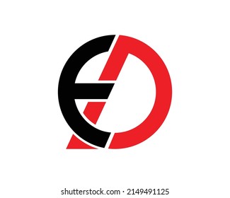 Alphabet letter ED, FD Round Design Logo Template. Black and Red ED, FD Letter Professional Icon Design. 