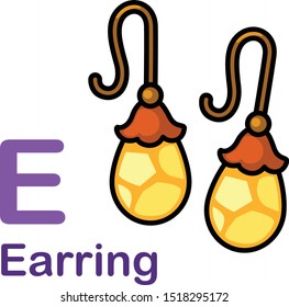 Alphabet Letter E-Earring vector illustration