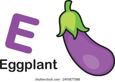 Alphabet Letter E-Eggplant vector illustration