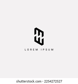 Alphabet letter EH HE logo icon design with black color white background vector element.