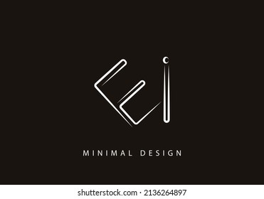 Alphabet letter EI logo design line art