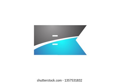 alphabet letter ek e k logo combination in blue and grey colors suitable for business and corporate identity
