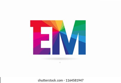 alphabet letter em e m logo combination design with rainbow colors suitable for a company or business