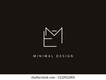 Alphabet letter EM logo design line art