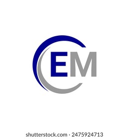  Alphabet Letter EM. EM Technology Logo Design Pixel Element.
