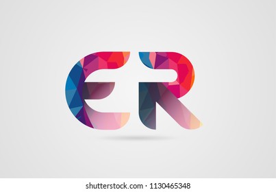 alphabet letter er e r logo combination design with rainbow colors suitable for a company or business