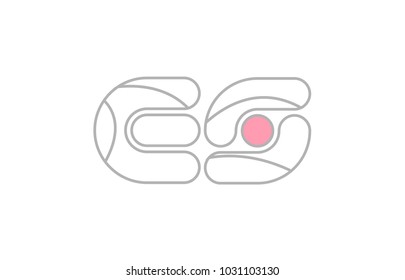 Alphabet letter es e s logo with grey border and pink pastel color