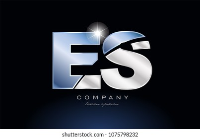 alphabet letter es e s logo design with metal blue color suitable for a company or business