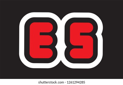 alphabet letter es e s logo combination design with black white red colors suitable for a company or business