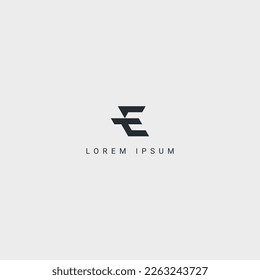 Alphabet letter ET TE logo minimal monogram icon design vector template.