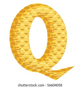 The alphabet letter is executed in the form of a gold frame