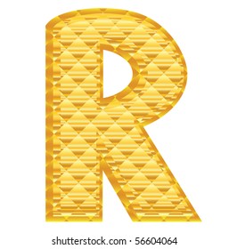 The alphabet letter is executed in the form of a gold frame
