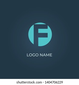 Alphabet letter F with circle pattern and isolated teal background