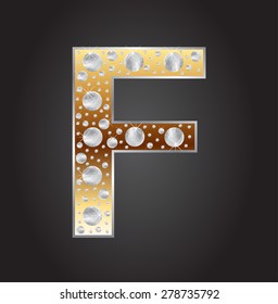 Alphabet letter F with diamonds.Abstract logo F.Vector illustration.