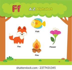 Alphabet Letter F education vocabulary illustration vector