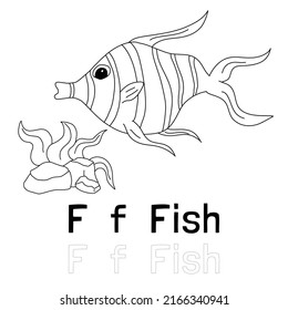 Alphabet Letter F Fish Coloring Page Stock Vector (Royalty Free ...