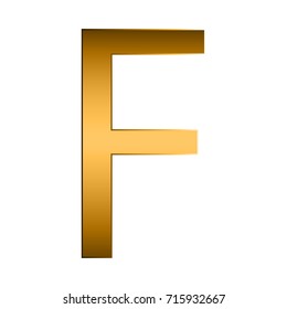 alphabet letter. letter F gold  alphabet logos. Font style - vector illustration. 