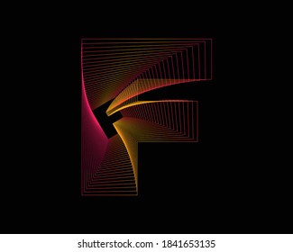 alphabet letter F with gradient line