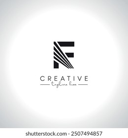 Alphabet Letter F Modern Artistic Zebra Lines Logo Design. Initial Vector Template.