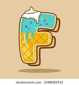 Alphabet letter F shaped ice cream