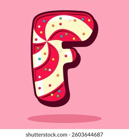 Alphabet letter F shaped lollipop