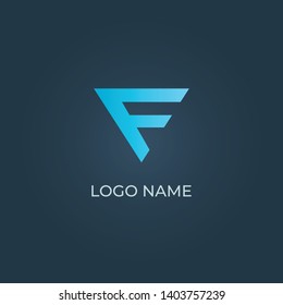 Alphabet letter F with triangle shape and teal isolated background