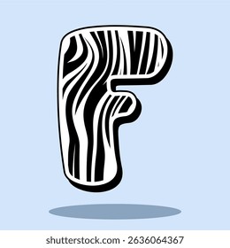 Alphabet letter F with zebra pattern