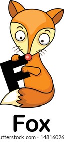 Alphabet Letter f-fox vector illustration