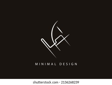 Alphabet letter FH logo design line art