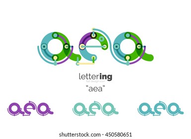 Alphabet letter font logo business icon. Company name concept. Flat thin line segments connected to each other.