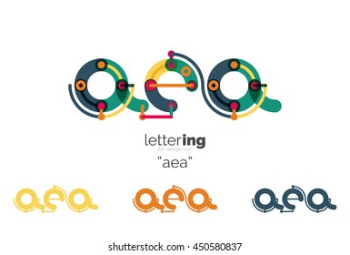 Alphabet letter font logo business icon. Company name concept. Flat thin line segments connected to each other.
