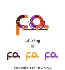 Alphabet letter font logo business icon. Company name concept. Flat thin line segments connected to each other.