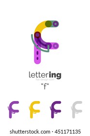 Alphabet letter font logo business icon. Company name concept. Flat thin line segments connected to each other.