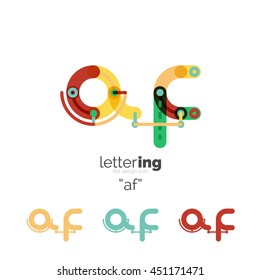 Alphabet letter font logo business icon. Company name concept. Flat thin line segments connected to each other.