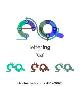 Alphabet letter font logo business icon. Company name concept. Flat thin line segments connected to each other.