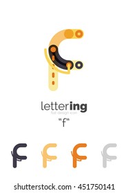 Alphabet letter font logo business icon. Company name concept. Flat thin line segments connected to each other.