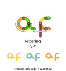 Alphabet letter font logo business icon. Company name concept. Flat thin line segments connected to each other.