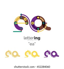 Alphabet letter font logo business icon. Company name concept. Flat thin line segments connected to each other.