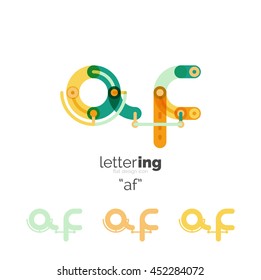Alphabet letter font logo business icon. Company name concept. Flat thin line segments connected to each other.