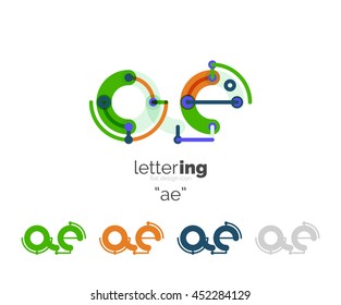Alphabet letter font logo business icon. Company name concept. Flat thin line segments connected to each other.
