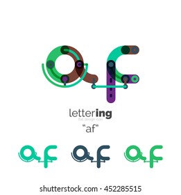 Alphabet letter font logo business icon. Company name concept. Flat thin line segments connected to each other.