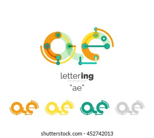 Alphabet letter font logo business icon. Company name concept. Flat thin line segments connected to each other.