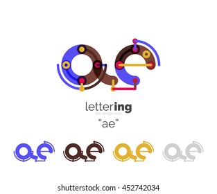 Alphabet letter font logo business icon. Company name concept. Flat thin line segments connected to each other.
