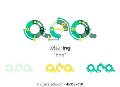 Alphabet letter font logo business icon. Company name concept. Flat thin line segments connected to each other.