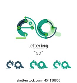 Alphabet letter font logo business icon. Company name concept. Flat thin line segments connected to each other.