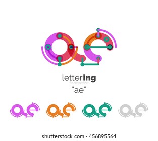 Alphabet letter font logo business icon. Company name concept. Flat thin line segments connected to each other.