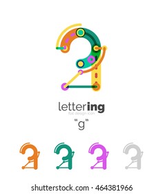 Alphabet letter font logo business icon. Company name concept. Flat thin line segments connected to each other.