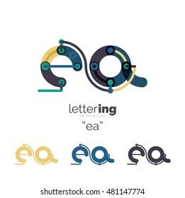 Alphabet letter font logo business icon. Company name concept. Flat thin line segments connected to each other.