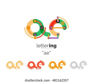 Alphabet letter font logo business icon. Company name concept. Flat thin line segments connected to each other.