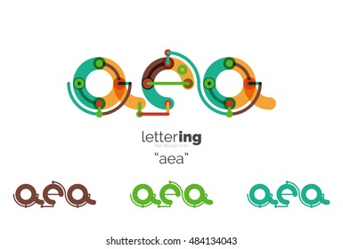 Alphabet letter font logo business icon. Company name concept. Flat thin line segments connected to each other.